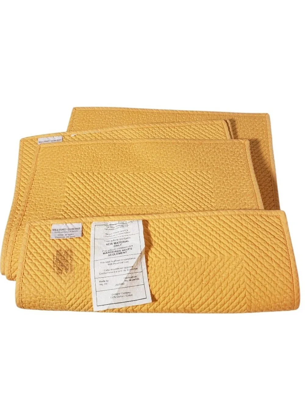 Williams Sonoma Durable Quilted Placemats Gold (4) Iconic French Provoncial NWT